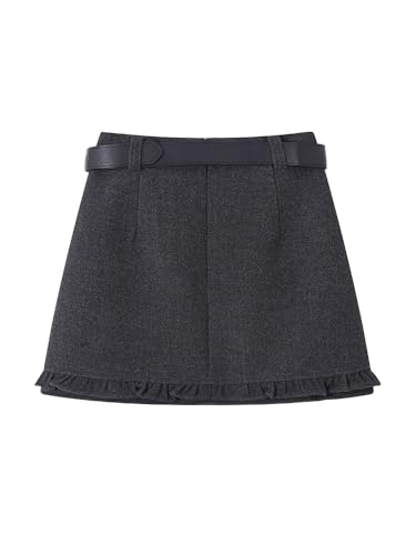 Women's Tweed Mini Skirt Fall Winter High Waist A-Line4