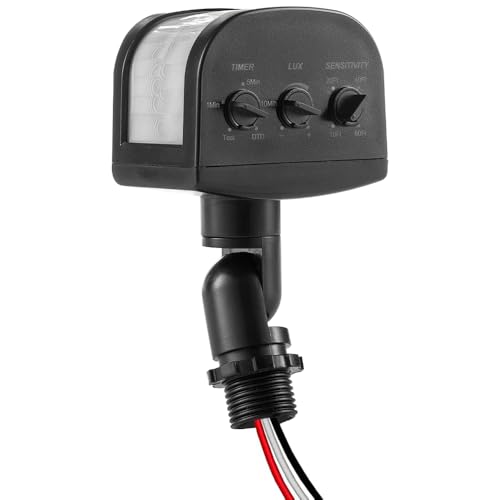 240-Degree Light Motion Sensor, 5-300LUX Adjustable Dusk to Dawn Replacement Motion Sensor...