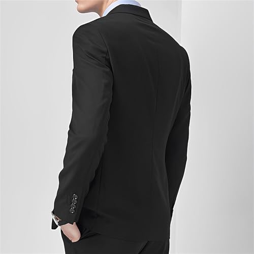 Men's Big Tall Suit Jacket Wedding Prom Dress Sport Jacket Black 2 Button Solid Male Big Blazer for Business & Casual3