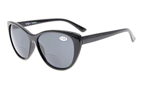 Image of Eyekepper Cat-eye Style Womens Bifocal Sunglasses Grey Lens +1.75