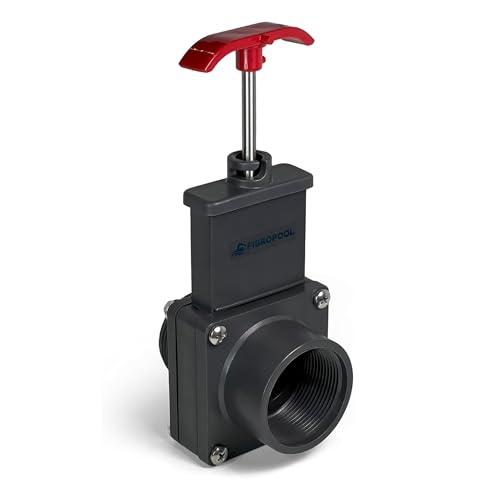 FibroPool 1.5' Above Ground Pool Gate Valve - Dual Threaded Shut-Off - Male Female Adapter - Pump Filter & Skimmer Isolation Valve - Black