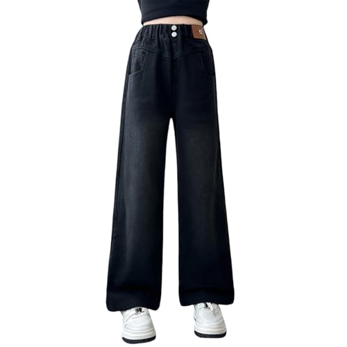 Kids Girls Baggy Jeans Casual Wide Leg High Waist Denim Pants Size 5-14 Years