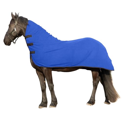 Image of RESISTANCE Fleece Contour Horse Cooler - Anti-Sweat Moisture Wicking, 3 Quick-Grip Neck Closures, Tail Cord, Durable Hemmed Edges, Polar Soft Fleece, Post-Exercise Cool Down