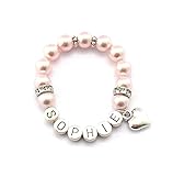  Namensarmband Kinder, Einschulungsgeschenk, Kinderarmband, Geburtsarmband mit Perlen, Geschenk Taufe personalisiert, Baby Armband mit Gravur Mädchen