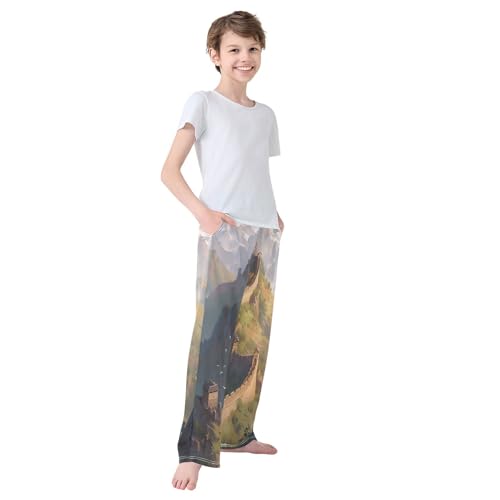 Boys' Pants The Great Wall Sky Long Bottoms Jogger Pants Elastic Waist Trousers with Pockets S-XL4