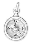 Compass with Movable Needle Nautical Hiking Camping 3D 925 Solid Sterling Silver Charm Jewelry...