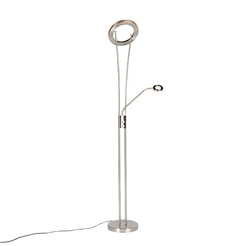 Qazqa Uplighter moderno acero vidrio LED brazo lectura - DIVINE/Acero Alargada Incluye LED Max. 1 x 4.5 Watt