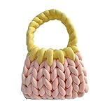 Bolso de punto Bolso de punto a mano de color caramelo Bolso grueso de bricolaje(9,22cmx18cmx13cm)
