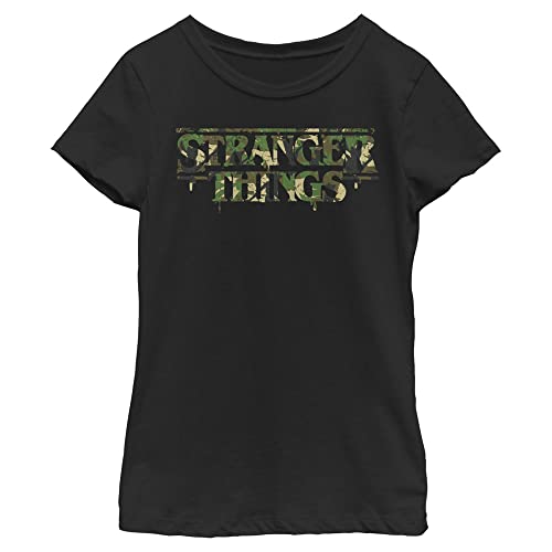 Netflix Stranger Things Camo Logo Girls Short Sleeve Tee Shirt