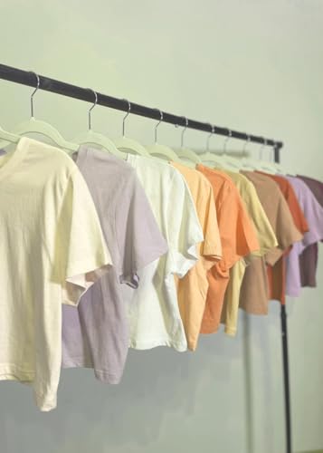 Image of Womens 100% Cotton Crop Tops Short Sleeve Crewneck Loose Fit Basic Tee Summer Casual Workout T-Shirt Fashion Clothes