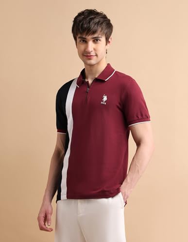 Image of U.S. POLO ASSN. Slim Fit Polo T Shirts for Men - 100% Cotton, Half Sleeves Mens Tshirt