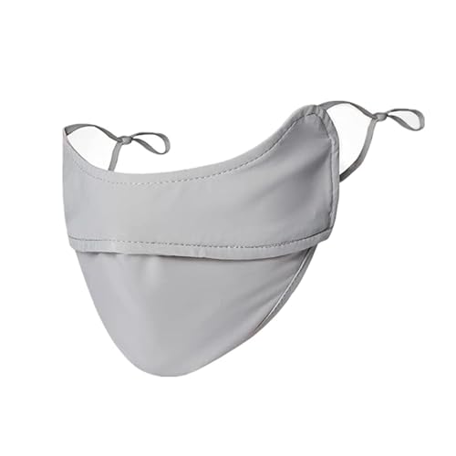VKSG UV Face Shield, Face Mask for Sun Protection Washable Reusable Exercise Ice Silk soft Breathable Sports Face Coverings (Grey)