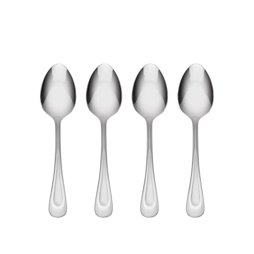 Oneida Satin Sand Dune Everyday Flatware Dinner Spoons, Set of 4, 18/0 Stainless Steel, Silverware Set, Dishwasher Safe