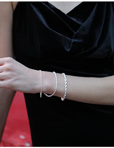 nometo 925 Sterling Silver Rope Chain Bracelet Box Chain Bracelet 2mm3mm5mm Gold/Silver Bracelet for Men Women Silver Bracelet 6.5-9 Inches3