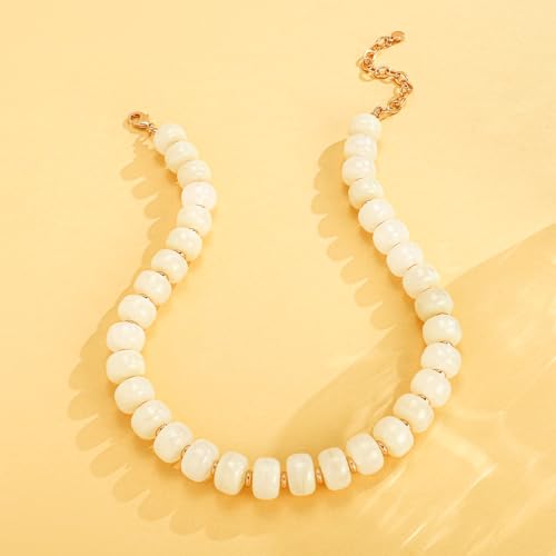 image for HolidayQbee Beaded necklace for Women Boho Bead Chunky Necklace Big Wh