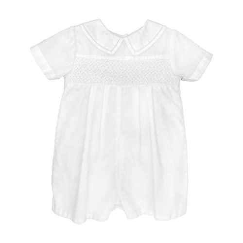 Baby Boys' Romper with Smocking and Faggoting