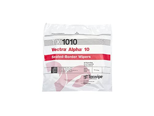 Texwipe TX1010 - Vectra Alpha 10 Dry Cleanroom Wipers, Non-Sterile, 9' x 9', 100 Wipers/Bag