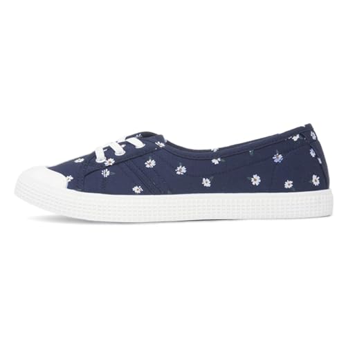 Lilley Womens Navy Daisy Slip On Canvas Shoe - Size 6 UK - Blue
