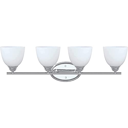Image of Aspen Creative 62228, Four Metal Bathroom Wall Light, 32 inch Wide, Transitional Design in Chrome Vanity Fixture