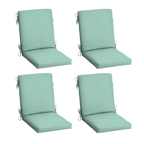 Arden Outdoor Dining Chair Cushion, 4-Pack, 20x44, Aqua