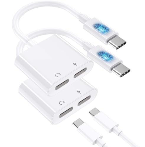 USB Type C to USB-C Audio + Charge Adapter, USB C Headphone Adapter w/USBC 60W Power Delivery Fast Charging for iPhone 16/15, iPad Pro, MacBook, Galaxy, Note, Pixel, LG, Sony Xperia, OnePlus, & More