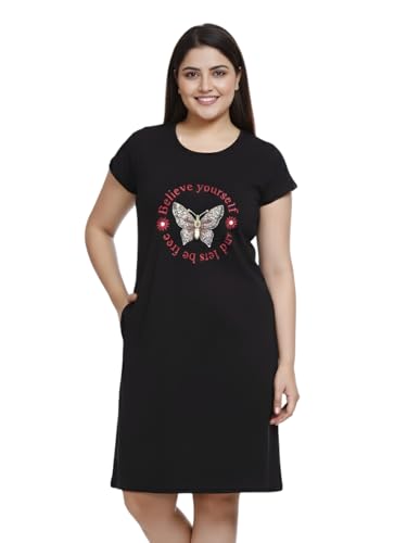 Image of White Moon Cotton Printed Nighty for Women's | Night Gown | Printed Nighty for Girls | Nightdress | Nighty for Women | Sleepwear | Ladies Nighty | Nighties | Premium Soft Cotton Nighty Women