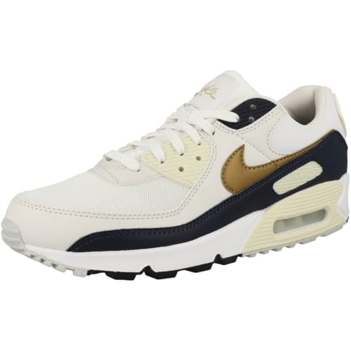 Nike Air Max 90 Next Nature Women's Shoes (HF3444-100, White/Obsidian/Coconut Milk/Metallic Gold) Size 7.54