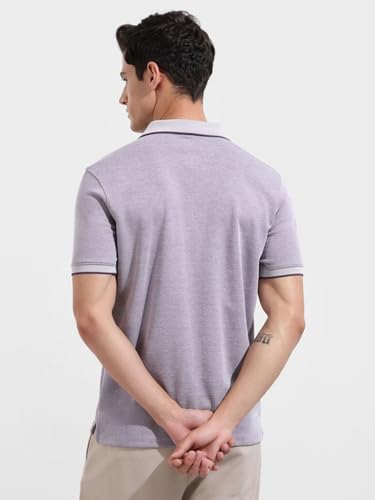 Image of The Indian Garage Co Men Regular Fit Textured Polo Neck Half Sleeves Tshirt