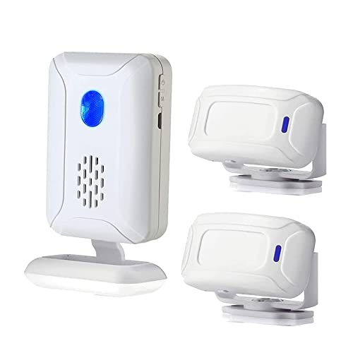 Detector de movimiento PIR inalámbrico con sensor de movimiento para el hogar, timbre de alarma de seguridad para buzón de negocios, alerta de entrada de puerta delantera (2 sensores y 1 timbre)