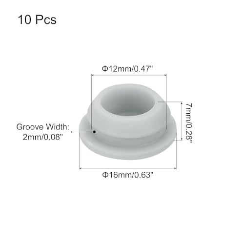 Image of MECCANIXITY 10pcs Silicone Snap in Locking Hole Plugs,12mm /0.5 Inch Mounting Diameter Narrow Groove Width 2mm Panel Seal Cover Round for Kitchen Bulkheads Waterproof Sealing Plugs Grey
