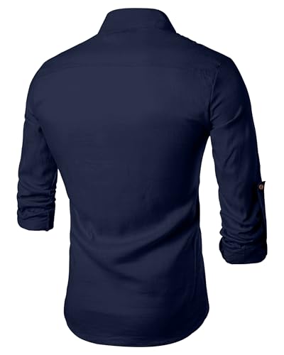 Image of Zombom Men's Cotton Blend Solid Casual Regular Fit Mandarin /Chinese Collor Short Full Sleeve Kurta for Men