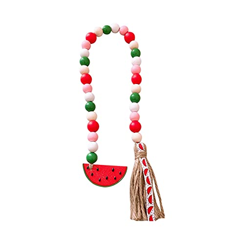 Wood Bead Garland Lemon Fruit Farmhouse Rustic Country Beads with Jute Tassles Tray Decorations Wall Hanging Decor Holiday Chic Décor (Color 6, 24.4 inch) Deal