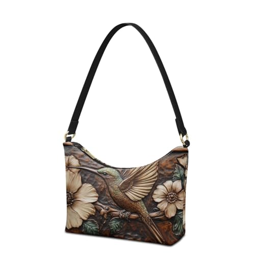 Women's Shoulder Bag Hobo Purse Soft Leather Crescent Underarm Bag with Zipper for Shopping