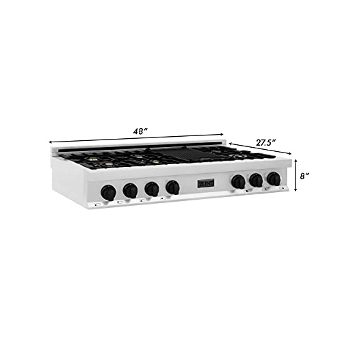 Zline Kitchen And Bath RTZ-48-MB Zline Autograph Edition 48 Inch Porcelain Rangetop With 7 Gas Burners In Stainless Steel And Matte Black Accents thumb #8