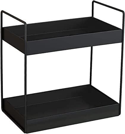 12FOR COLLECTION2-Tier Standing Rack, Kitchen/Bathroom Countertop Storage Shelf Organizer, Black in Colour(Make in India, Powder Coted,Metal)