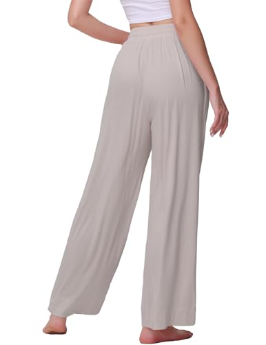 Image of Veseacky Women's Wide Leg Lounge Pants Yoga Pajamas Comfy Stretch Drawstring Pajamas Puls Size Dance Bottoms S-4XL