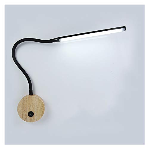 Creativo Luz De Pared,Led Madera Luz De Lectura Con Interruptor 6W Bedside Lamps LáMpara Cuello De Cisne Flexo Lampara De Lectura Moderna LáMparas De Pared IluminacióN Para Lectura 420Lm 6000K,Negro