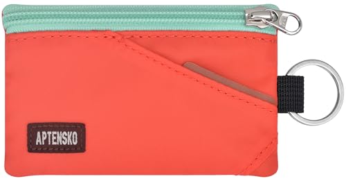 Image of RFID Blocking Travel Wallet with Adjustable Lanyard, Small Nylon Zipper Pouch and Badge Holder for ID, Credit Cards, Cash, Keys, Commuters (Blazing Orange)