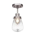 Toltec Lighting Meridian 1 Light Semi-Flush with 5" Bubble Glass, Brushed Nickel