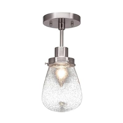 Toltec Lighting Meridian 1 Light Semi-Flush with 5" Bubble Glass, Brushed Nickel