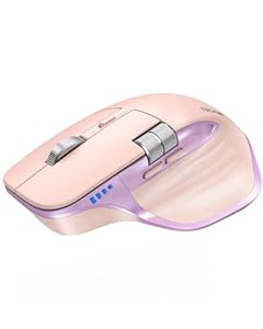 TECKNET Bluetooth kabellose Maus(BT 5.3/5.0+2, 4G), Seitliches Mausrad, Superschnelles Scrollen, Wiederaufladbare Ergonomische, Maus Silent Mouse 4800 DPI, 7 Tasten, für Mac OS, Windows, Rosa