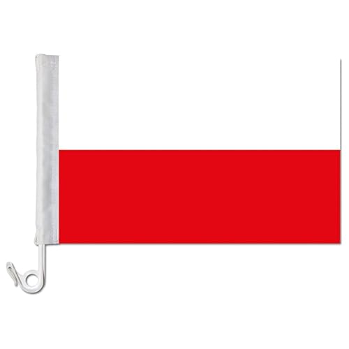 Polen Auto-Fan-Set 6-teilig | 2x Flagge | 2x Kopfstützenfahne | 2x Außenspiegel-Fahne Polska EM Fussball Flagge