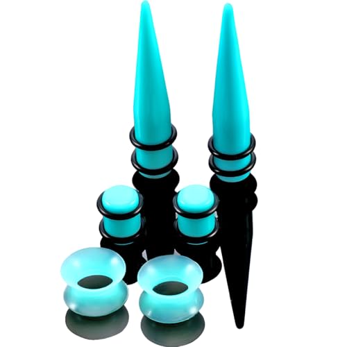 Decentraland 1 SET 14 G-00 G Night Glow Solid Acrylic Ear Tapers Plugs Stretching Kit Hide Silicone Flare Tunnels Cone Stretch Expander Gauges Septum Stretcher Body Piercing Jewelry Women Men - Image 4