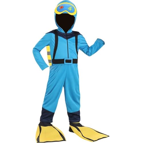 Zghhc Disfraz De Buzo para Niños, Disfraz De Actuación De Cosplay, Mameluco con Capucha Divertido, Accesorios De Disfraces para Fiesta De Carnaval De Halloween