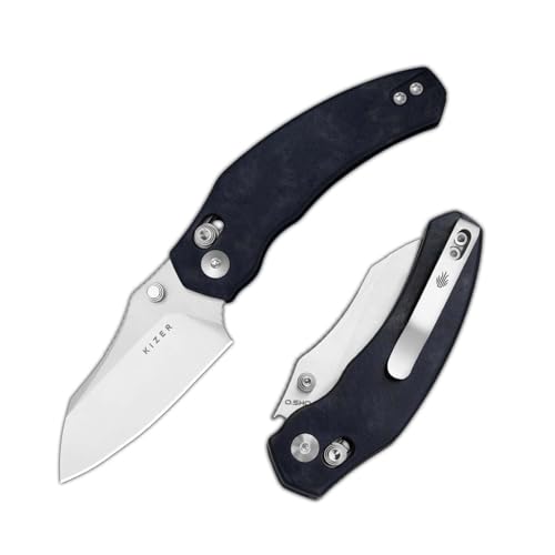 Kizer Mini Bulldog Pocket Knife, 2.5” Nitro V Sheepsfoot Blade Folding Knife, Richlite Handle Clutch Lock Small EDC Knife for Men Women Gift, Fishing Hiking Camping Hunting Knives V3672SA3