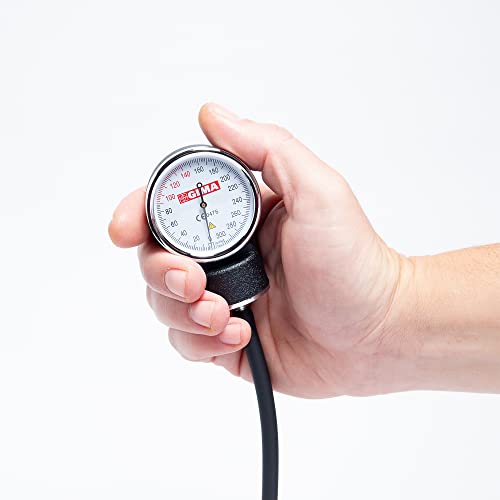 GIMA YTON Classic Aneroid-Blutdruckmessgerät mit Stethoskop, Nylonarmband mit Klettverschluss, latexfrei, manuelle Einstellung, Birne mit Chromventil