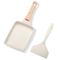 OulQinyhome Tamagoyaki Pfanne 18.5x15 cm – Antihaft Japanische Omelettepfanne mit Abnehmbarem Griff, Omelette Pfanne für Alle Herdarten inkl. Induktion, Backofen und Spülmaschinenfest
