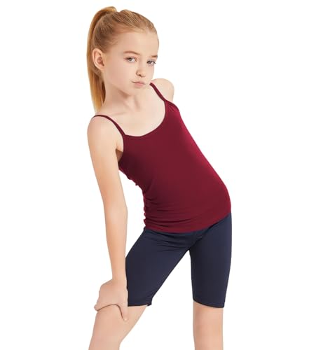 Image of Dreammonkey Girl's Full Sleeveless Camisole Tank Tops Kids Comfort Breathable Dance Tank Tops(Ages 2T-14Years)