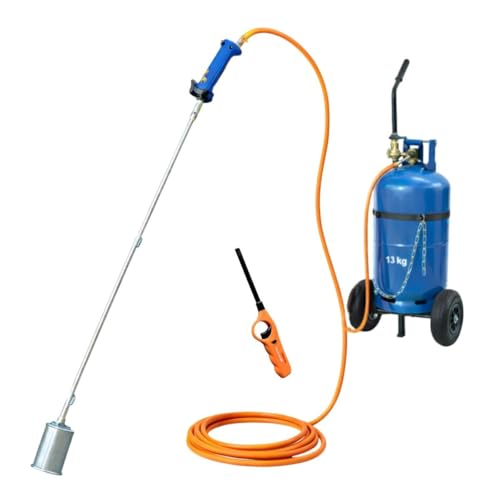 KEMPER - Desherbeur thermique + Chariot à roues pour bouteille gaz + Allume gaz + Détendeur Gaz Bruleur 60mm Tuyau 5m - Elimination des mauvaises herbes