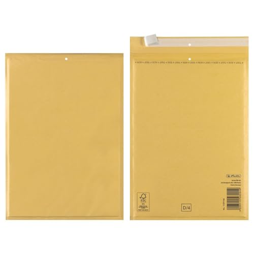 Herlitz Luftpolstertasche D/4, PE-Innenfolie, 3-er Packung, eingeschweißt, 18 x 26 cm, braun